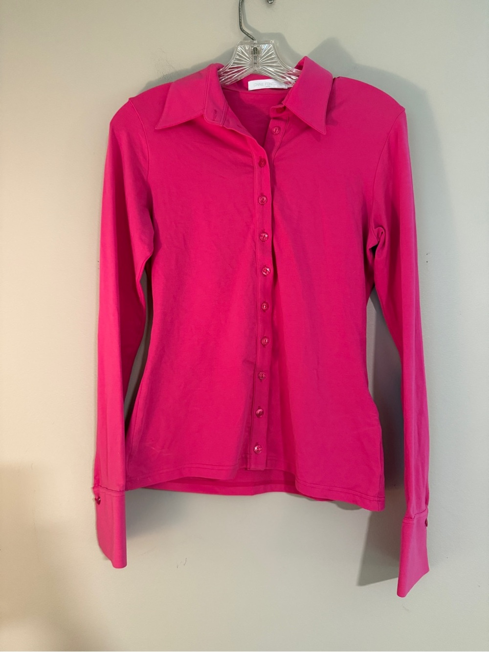 Anne Fontaine Nuage Hot Pink Long Sleeve Shirt 40 Medium